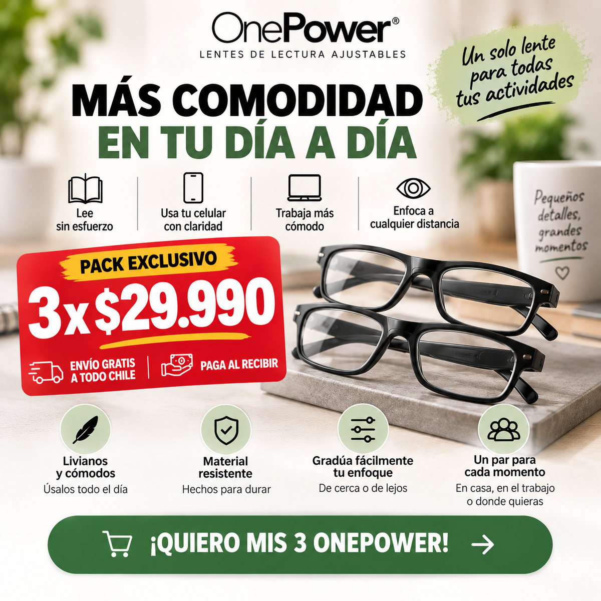 OnePower™ | Lentes de Lectura Flexibles