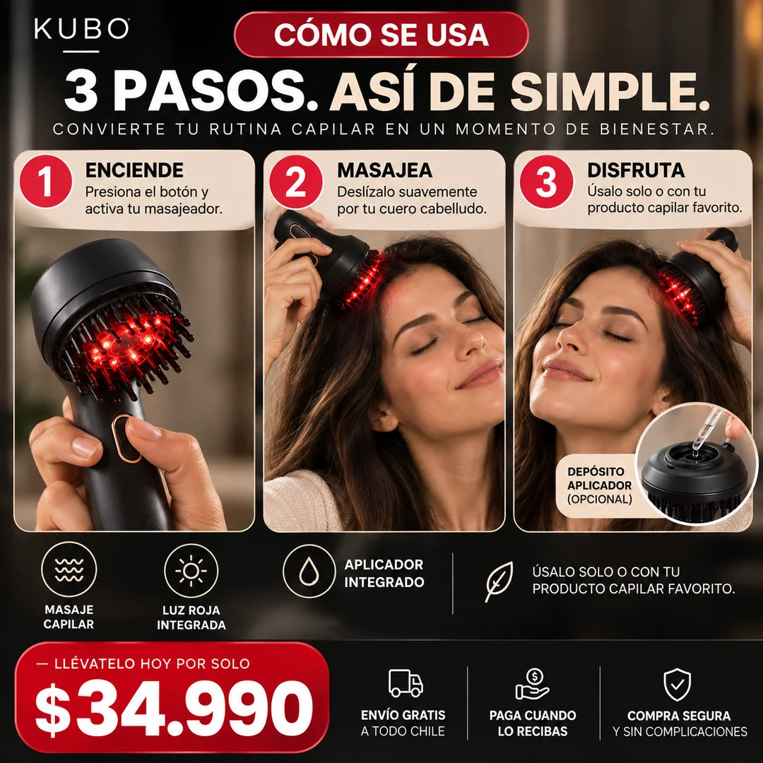 Masajeador Capilar con Luz Roja y Aplicador